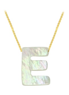 Vera Perla 18 Karat Gold E Letter Mother Of Pearl Pendant Necklace  - Image 1
