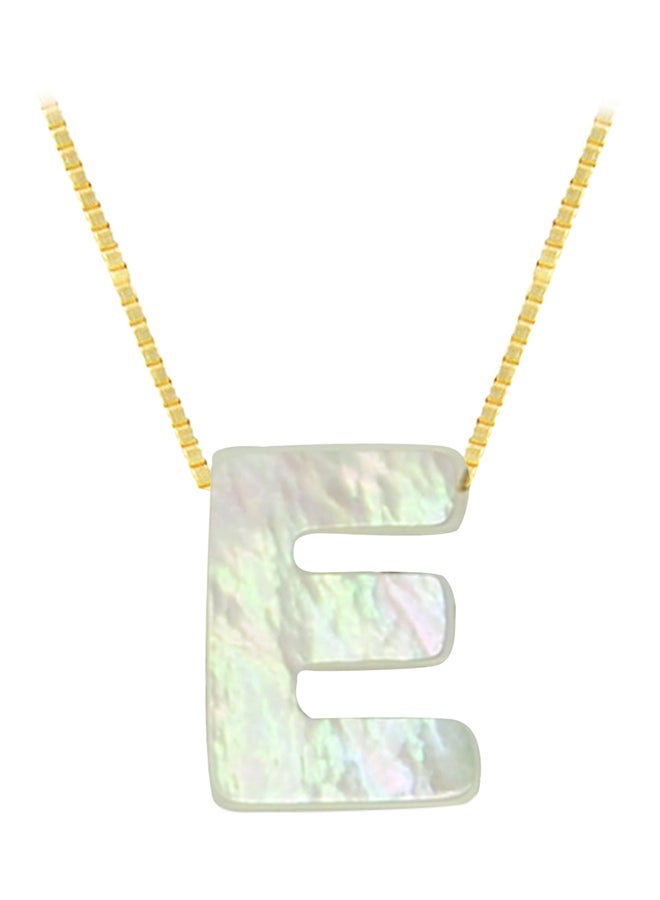 Vera Perla 18 Karat Gold E Letter Mother Of Pearl Pendant Necklace  - Image 1