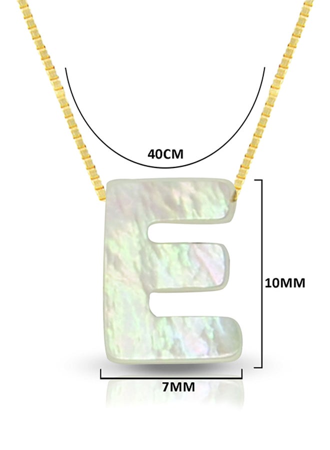 Vera Perla 18 Karat Gold E Letter Mother Of Pearl Pendant Necklace  - Image 2