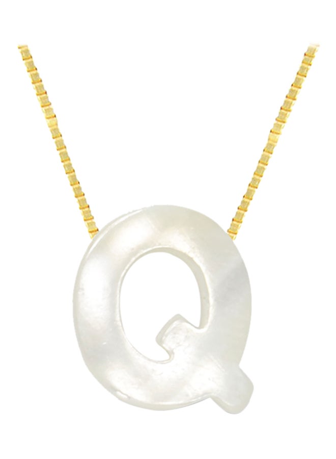 Vera Perla - 18 Karat Gold Q Letter Mother Of Pearl Pendant Necklace - Image 1