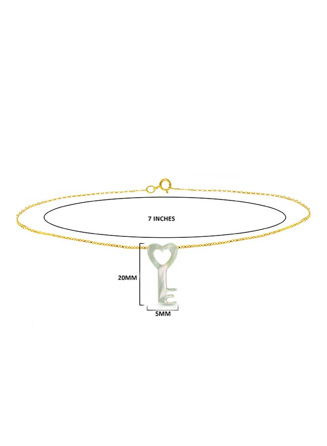 Vera Perla - 18 Karat Gold Key Design Mother Of Pearl Chain Bracelet - Image 1