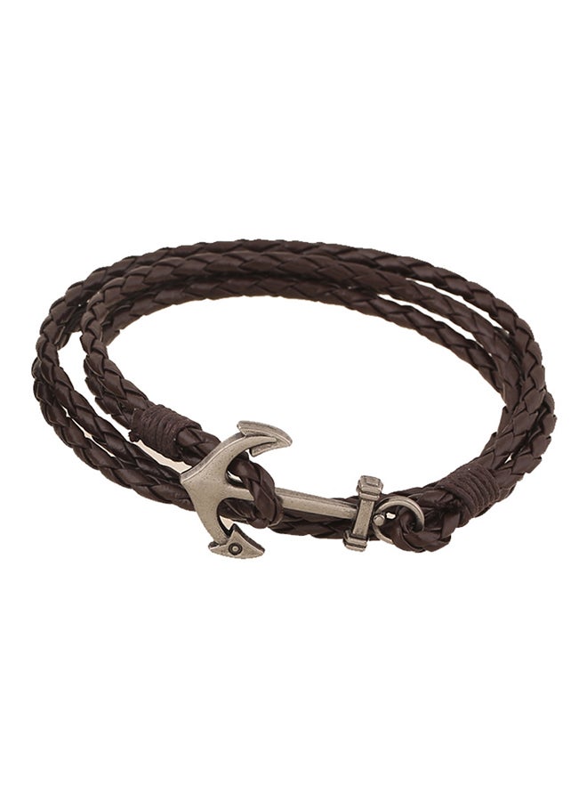 Anchor Wrap Leather Bracelet - Image 1
