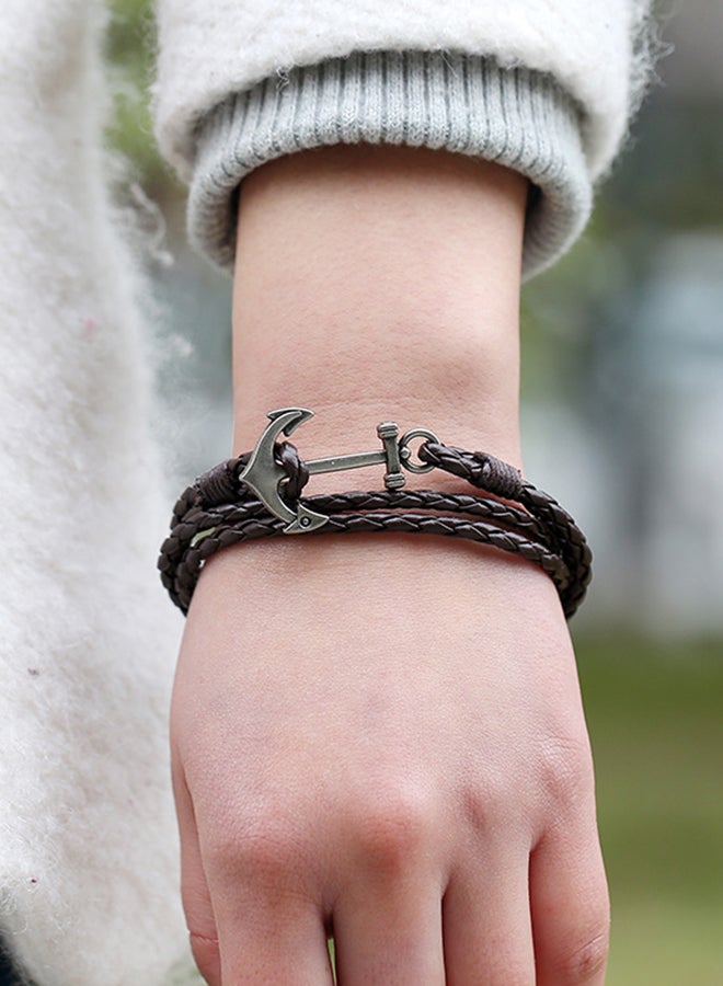 Anchor Wrap Leather Bracelet - Image 2