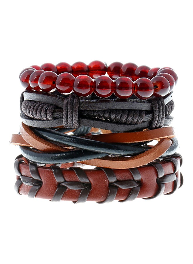 Set of 4 Leather Vintage Braided Bracelet - Image 1
