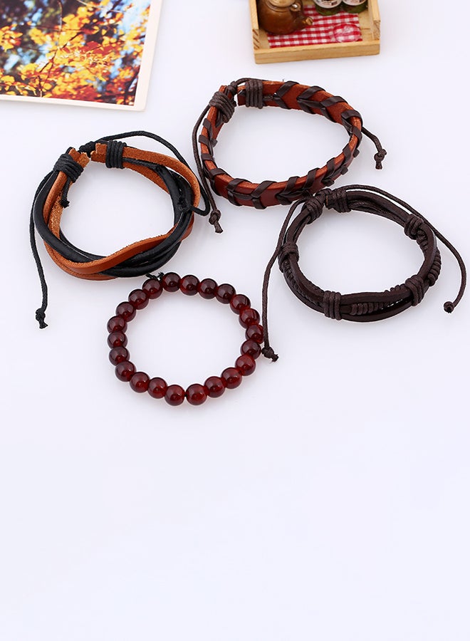 Set of 4 Leather Vintage Braided Bracelet - Image 4