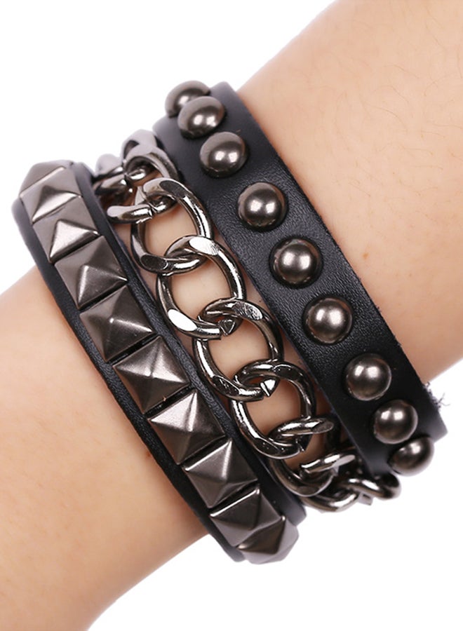 Leather Punk Spiked Bracelet - Image 1
