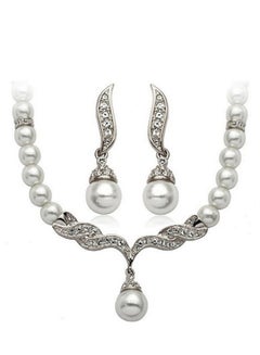 Pearl Necklace And Earrings Jewellery Set