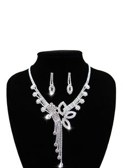 Butterfly Flower Full Diamond Necklace And Earrings Jewellery Set
