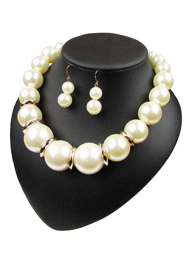 Pearl Necklace And Earrings Jewellery Set - Image 1