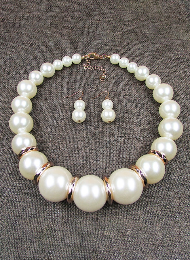 Pearl Necklace And Earrings Jewellery Set - Image 2