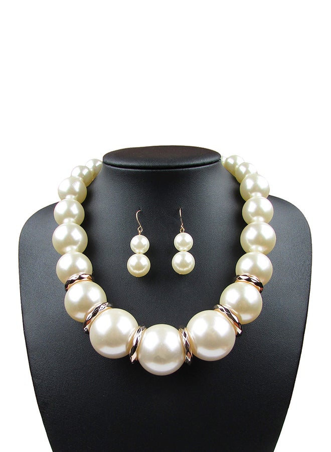 Pearl Necklace And Earrings Jewellery Set - Image 3