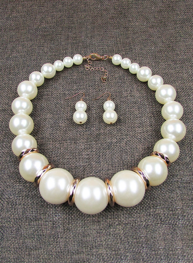 Pearl Necklace And Earrings Jewellery Set - Image 4