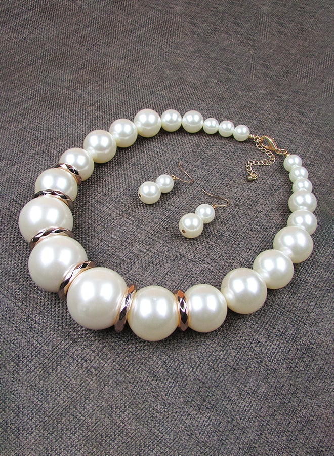 Pearl Necklace And Earrings Jewellery Set - Image 5