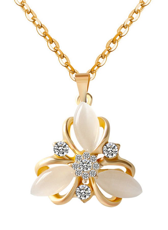 Flower Trifolium Necklace And Earrings Jewellery Set - Image 3