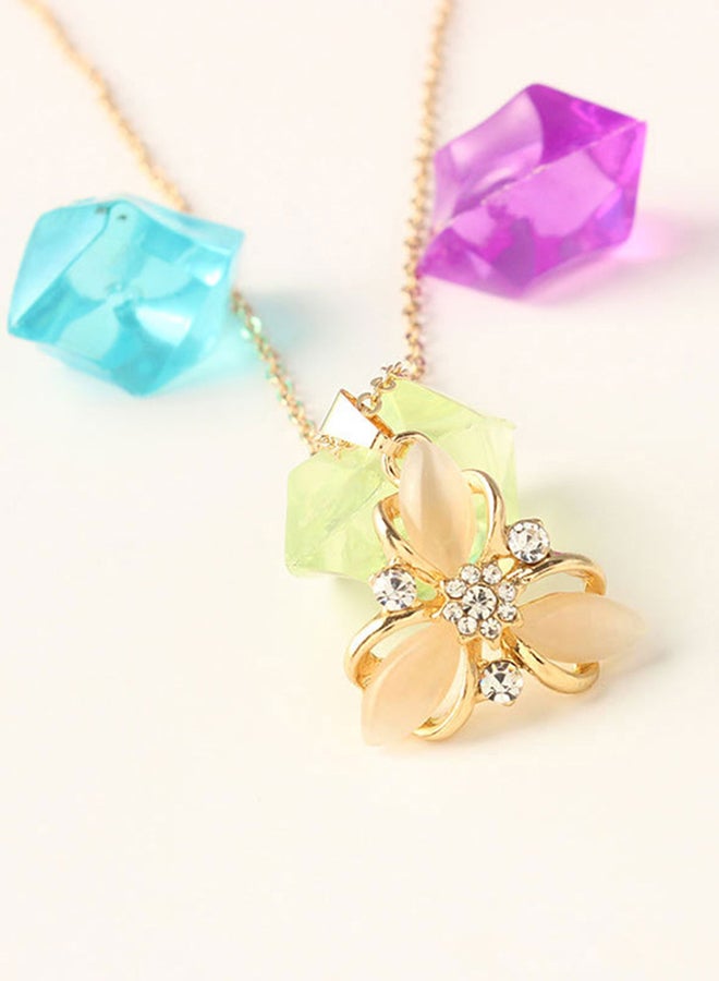 Flower Trifolium Necklace And Earrings Jewellery Set - Image 4
