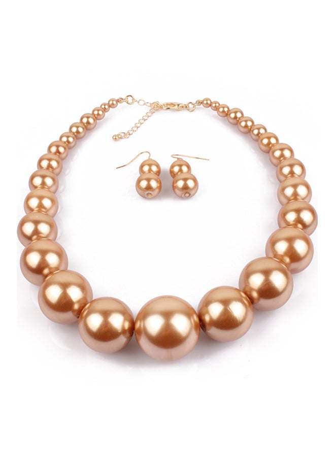 Brief Temperament Pearl Necklace And Earrings Jewellery Set 