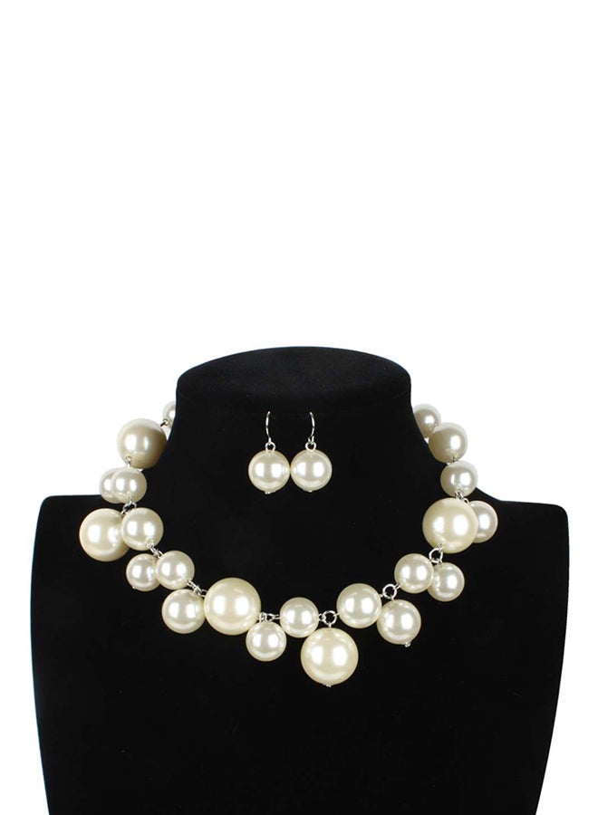 Pearl Necklace And Earrings Necklace Jewellery Set - Image 1