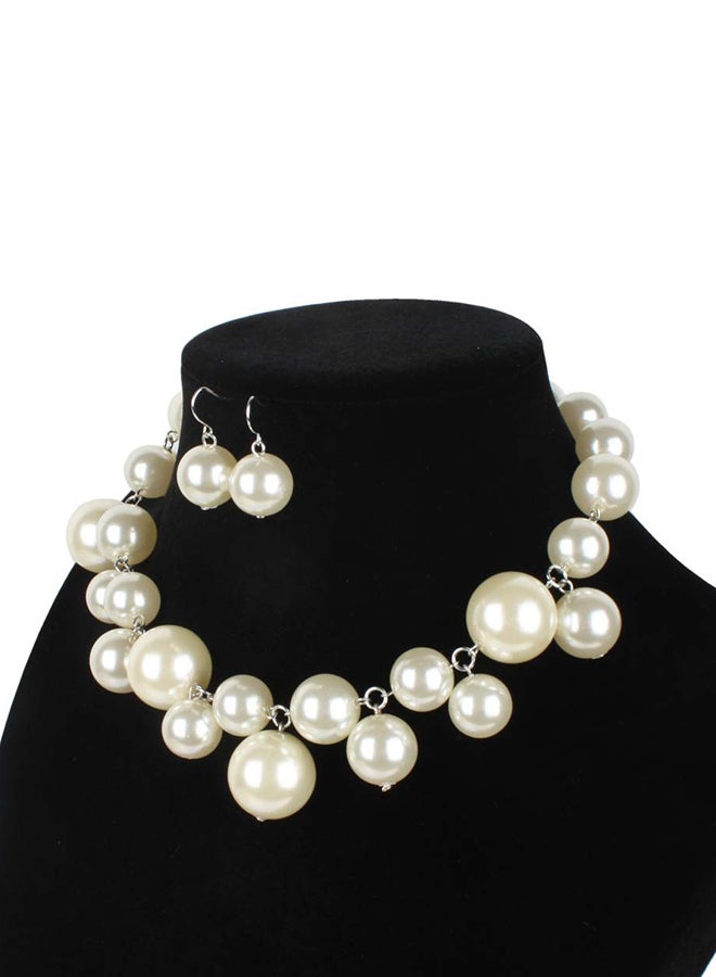 Pearl Necklace And Earrings Necklace Jewellery Set - Image 2