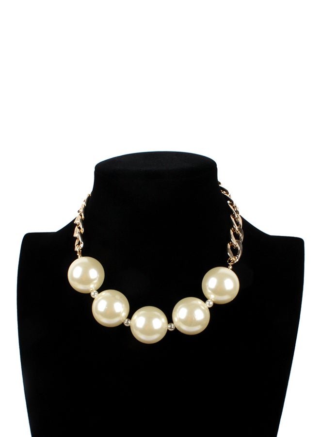 Big Pearl Metal Chain Necklace - Image 1