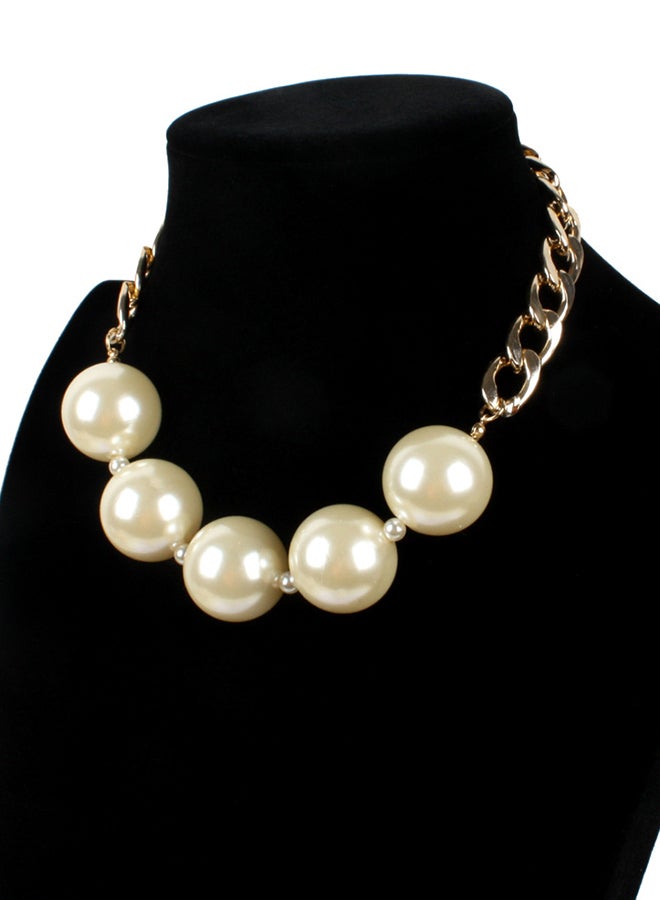 Big Pearl Metal Chain Necklace - Image 2