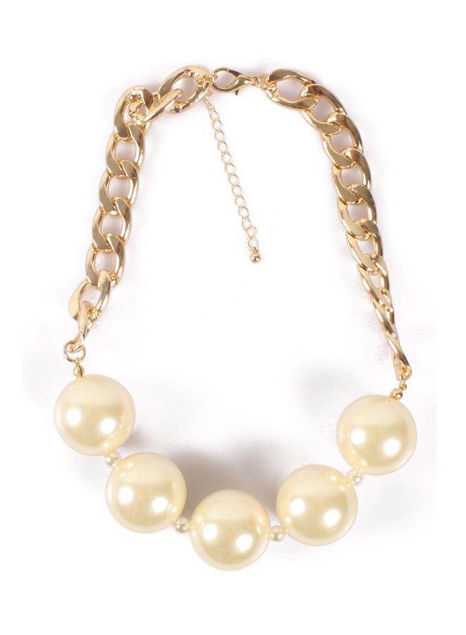 Big Pearl Metal Chain Necklace - Image 3