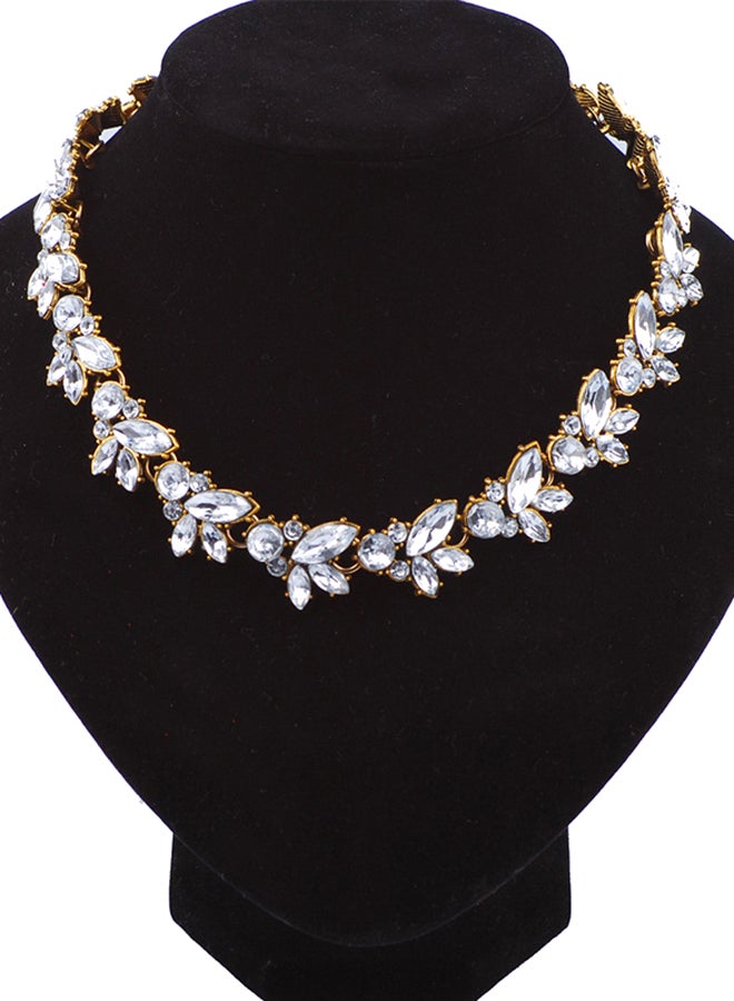 Luxury Flash Drill Leaf Temperament Short Collar Necklace