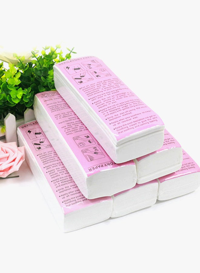 Depilatory Wax Melting Machine And Paper Set White/Pink