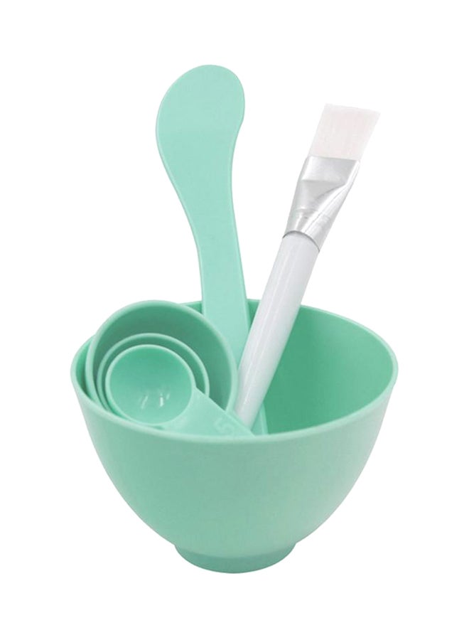 6-Piece Makeup Bowl And Brush Set Green/White/Silver