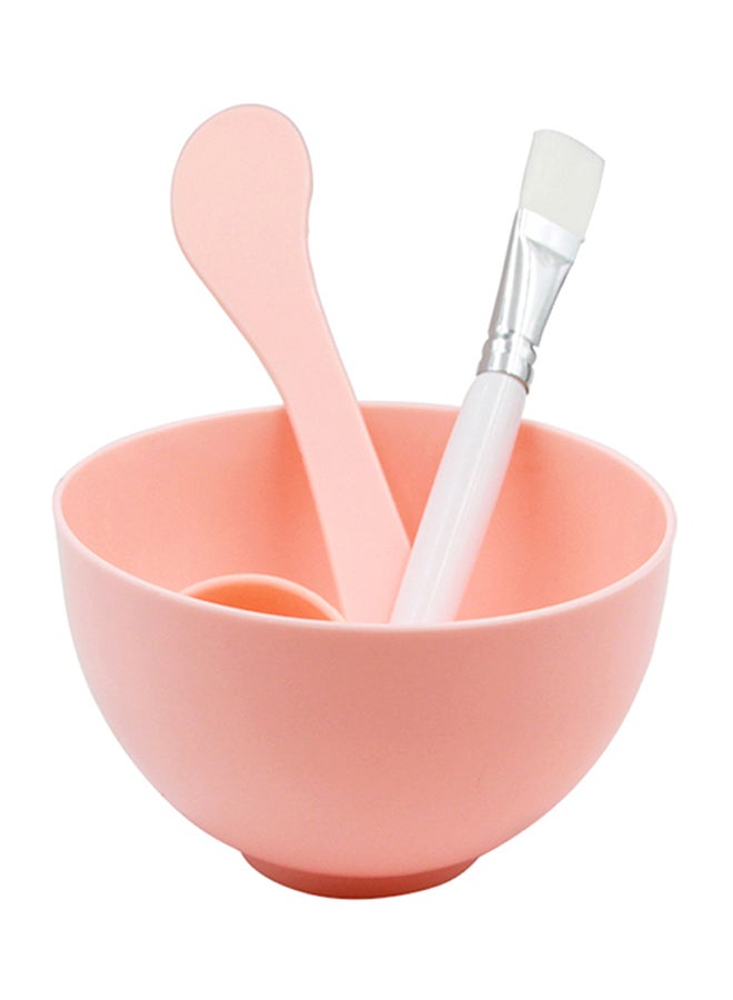 6-Piece Makeup Bowl And Brush Set Pink/White/Silver