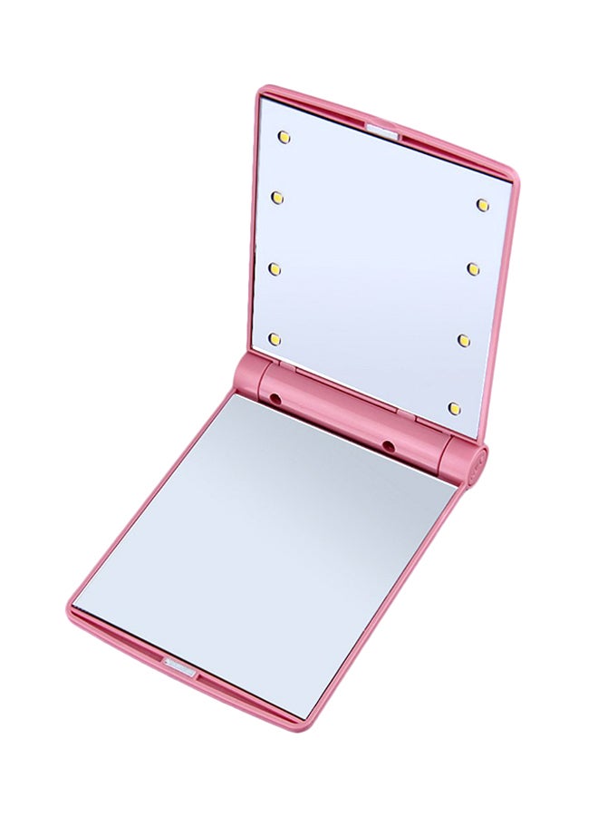 مرآة مكياج قابلة للطي وردي