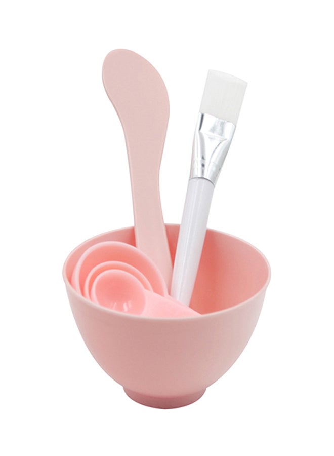 Generic 6-Piece Makeup Bowl And Brush Set Peach/White/Silver 