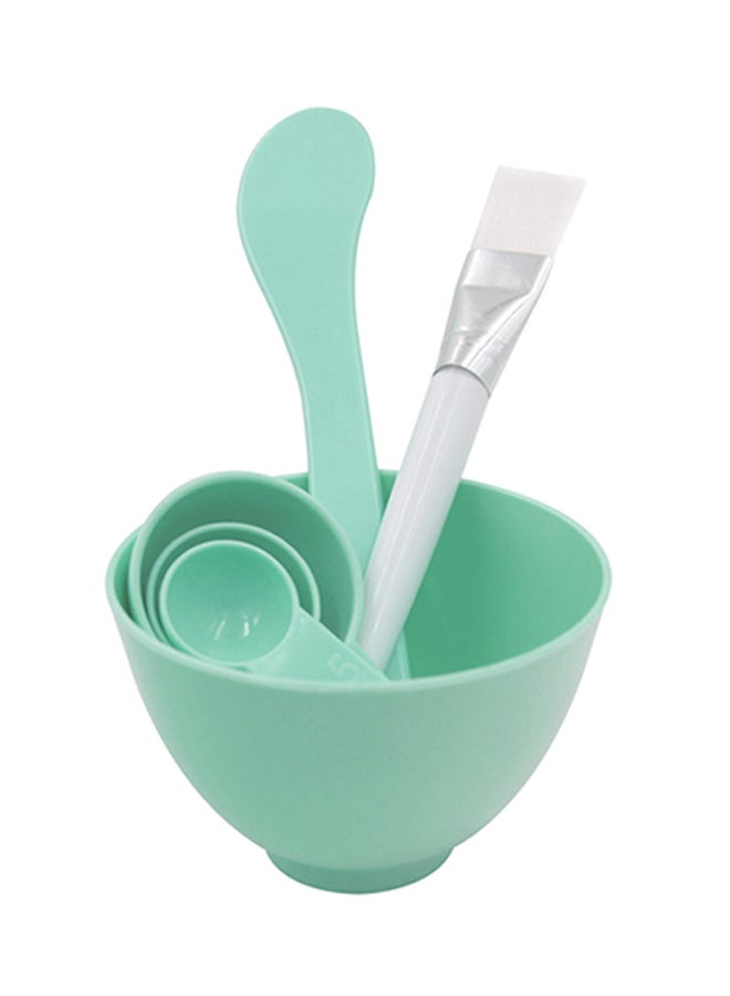 Generic 6-Piece Makeup Bowl And Brush Set Green/White/Silver 