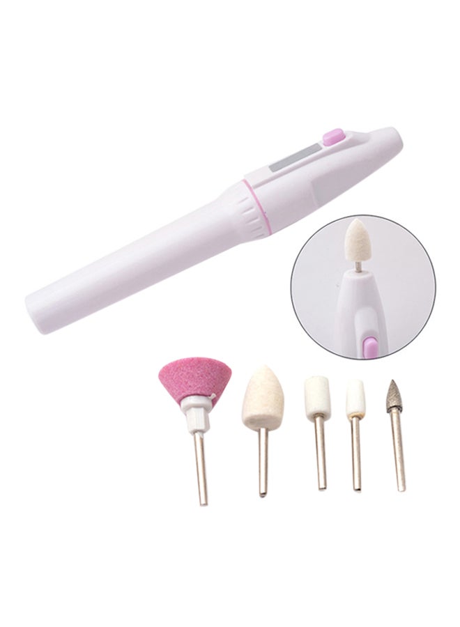 طقم كهربائي للعناية بالأظافر 5 في 1 أبيض