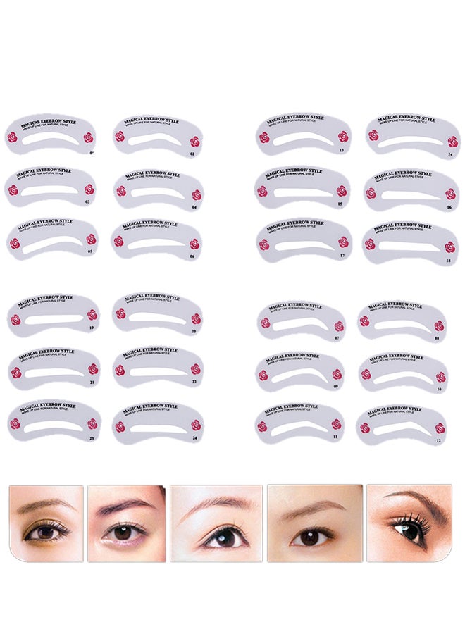24 Piece Reusable Eyebrow Drawing Guide White - Image 1