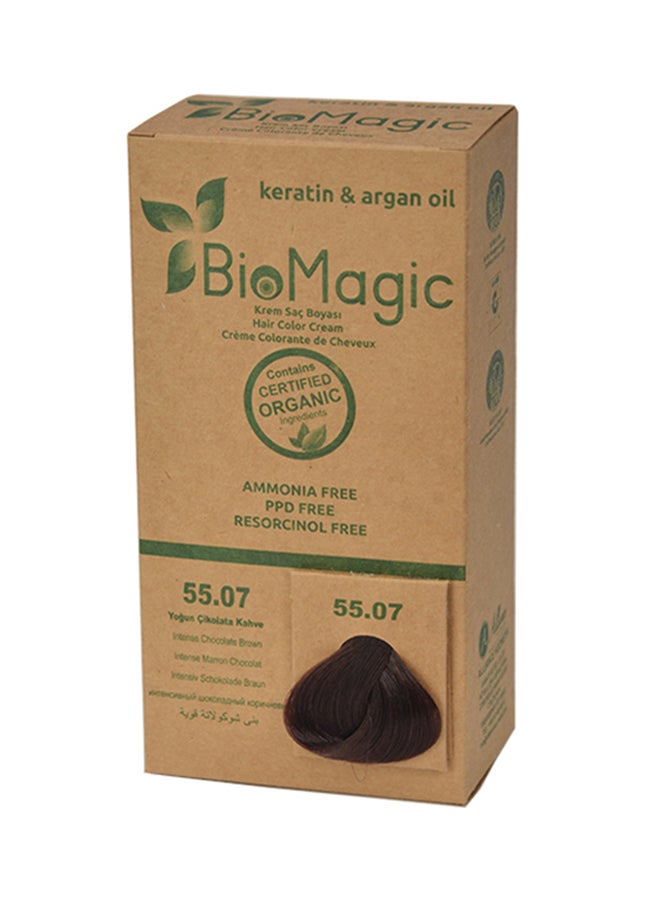 BIOMAGIC Hair Color Cream with Keratin And Argon Oil 55.07 Intense Chocoloate Brown 55.07 Intense Chocoloate Brown 