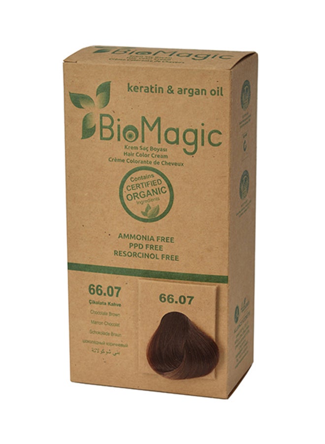 BIOMAGIC - Hair Color Cream with Keratin & Argon Oil 66.07 Chocolate Brown - Image 1