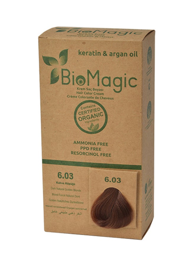 BIOMAGIC Hair Color Cream with Keratin And Argon Oil 6.03 Golden Blonde 6.03 Golden Blonde 