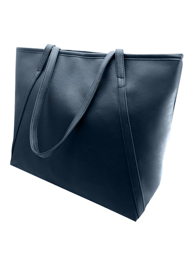 Bluelans Faux Leather Tote Bag Blue 
