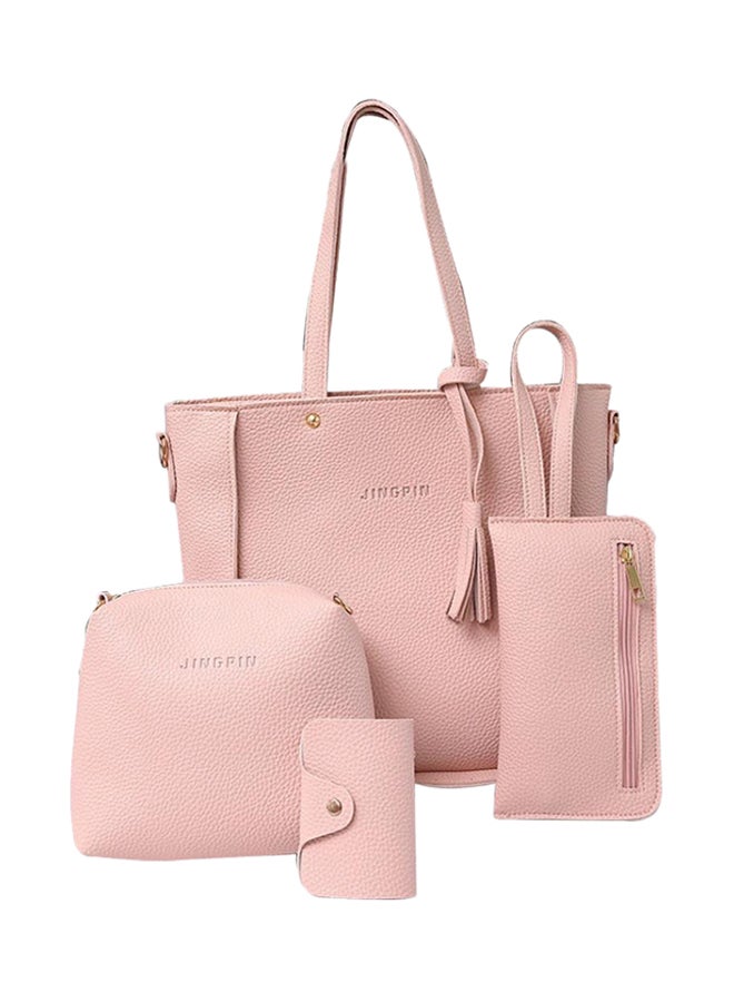 Bluelans 4-Piece Tassel Décor Bag Pink 
