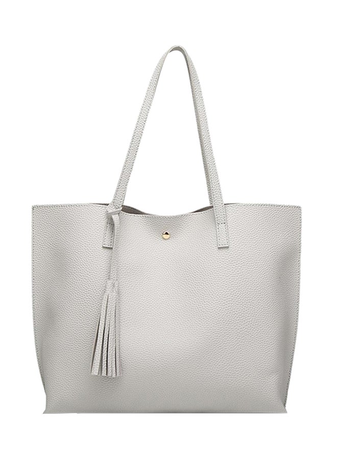 Bluelans Faux Leather Tote Grey