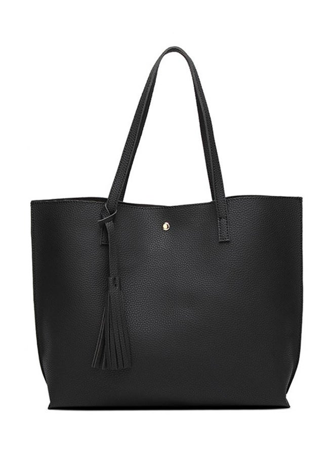 Bluelans - Faux Leather Tote Black - Image 1