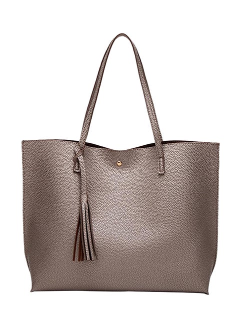 Faux Leather Tote Mocha Brown