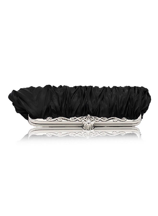 Bluelans Satin Ruffle Clutch Black/Silver  - Image 3