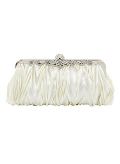 Satin Ruffle Clutch White