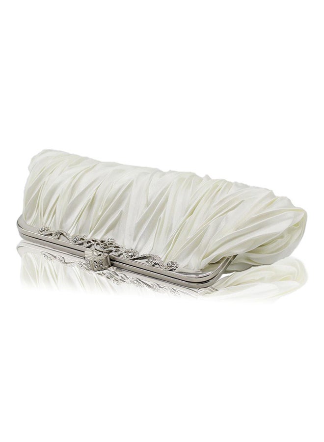 Bluelans - Satin Ruffle Clutch White - Image 1