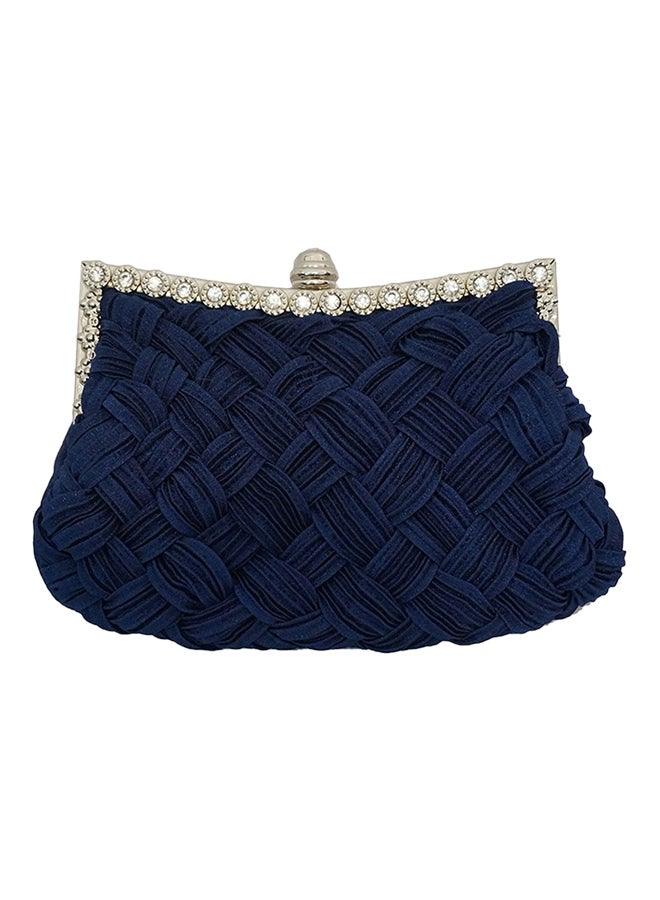 Bluelans - Rhinestone Studded Clutch Dark Blue - Image 1