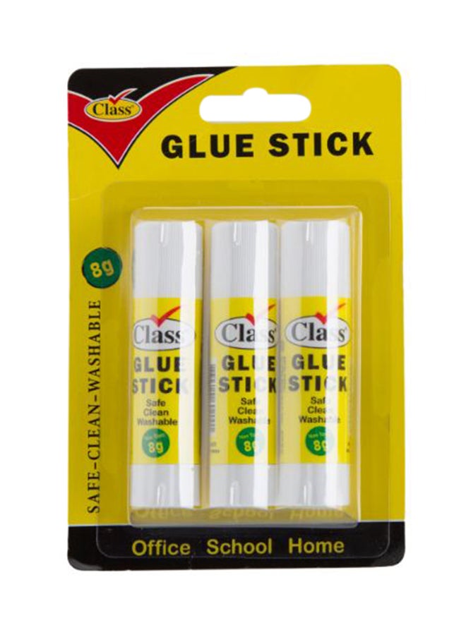 class 3-Piece Glue Stick White 