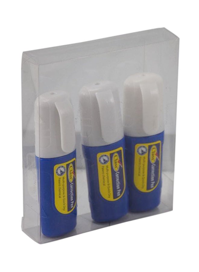 class 3-Piece Correction Pen Set Blue 