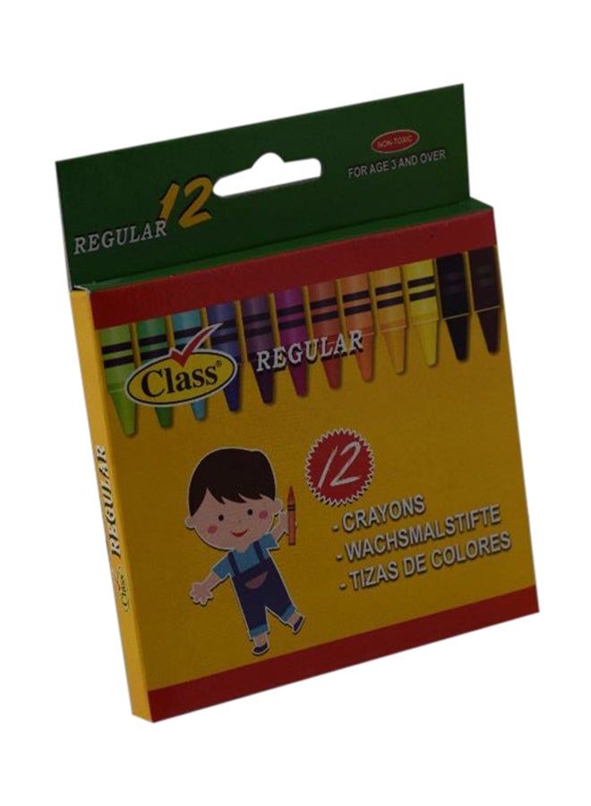 class 12-Piece Regular Crayons Set Multicolour 