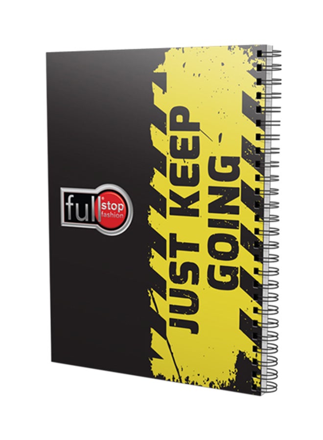 fullstop 200-Sheet Hardcover Spiral Notebook Black/Yellow